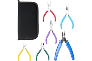Swpeet 6Pcs 6 Types 4.5 Inch Jewelry Pliers Set, Colorful Jewelry Making Tools Needle Nose Pliers Round Nose Pliers Wire Cutt