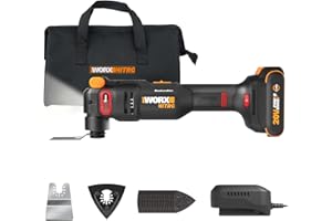 Worx Nitro 20V Cordless Oscillating Multi Tool with 5° Oscillation Angle, VibraFree Technology, Slim-body Design, 2.0 Ah Battery and Charger Included, 23 Pieces Accessories with Carrying Bag, WX698L