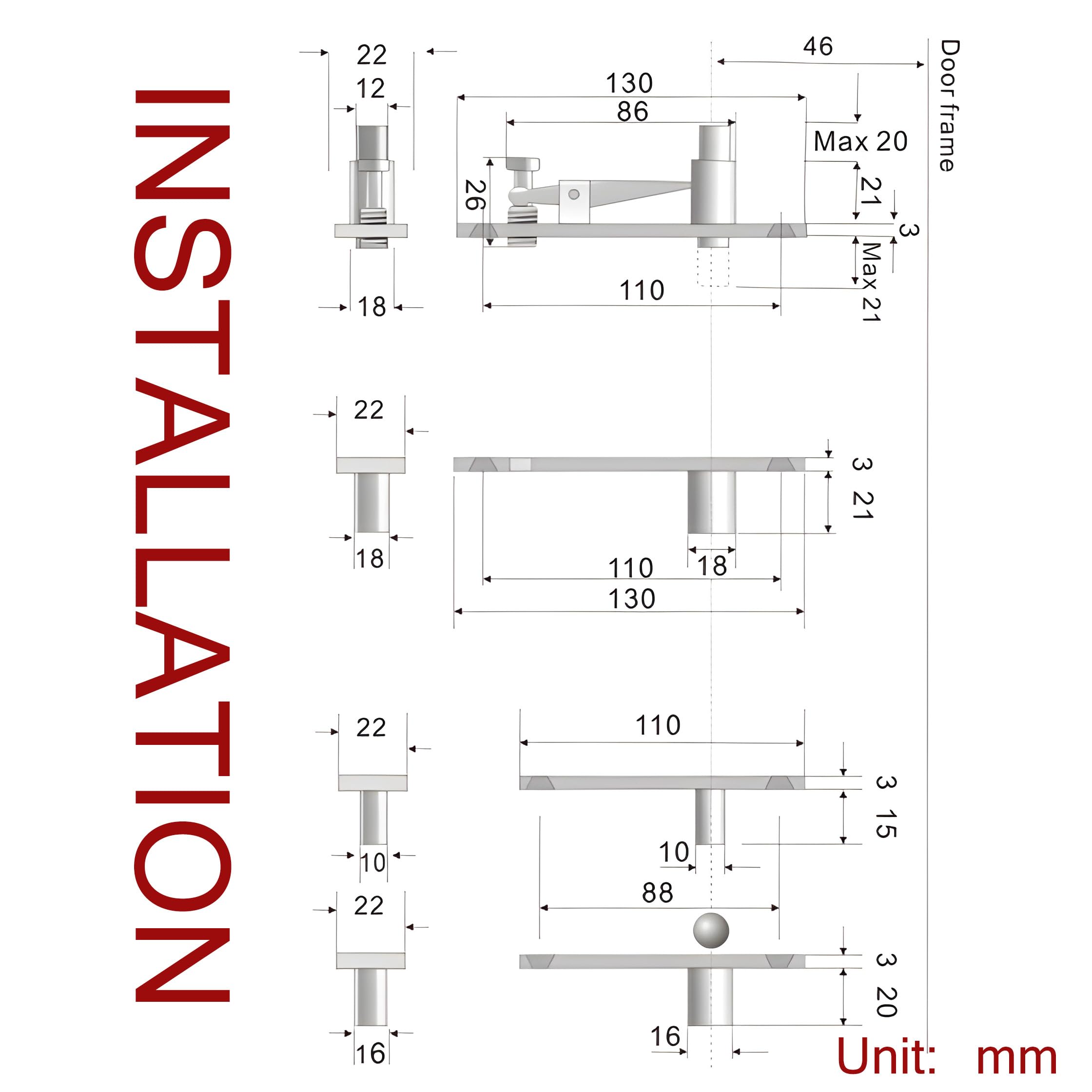 TamBee Door Pivot Hinges Heavy Duty Hinges For Wood Doors 360 Degree