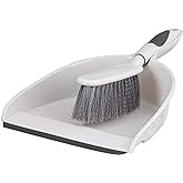 Superio Brush and Dustpan Set, Rubber Edge for Easy Dirt Pickup, Durable Plastic Broom Set with Ergonomic Grip Handle, for Table, Countertop, Desk (1)
