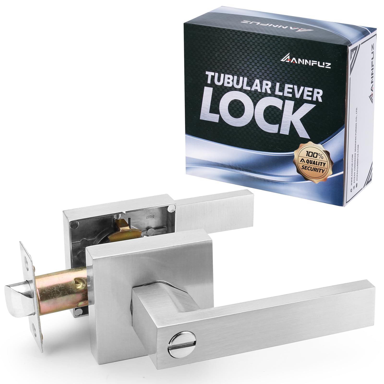 Photo 1 of ************FOR PARTS ONLY- MISSING PARTS************
ANNFUZ Privacy Door Handle Without Key,Square Interior Door Lever with Emergency Access, Reversible Keyless Doorknob for Right & Left Side,for Bathrooms and Bedrooms,Brushed Nickel