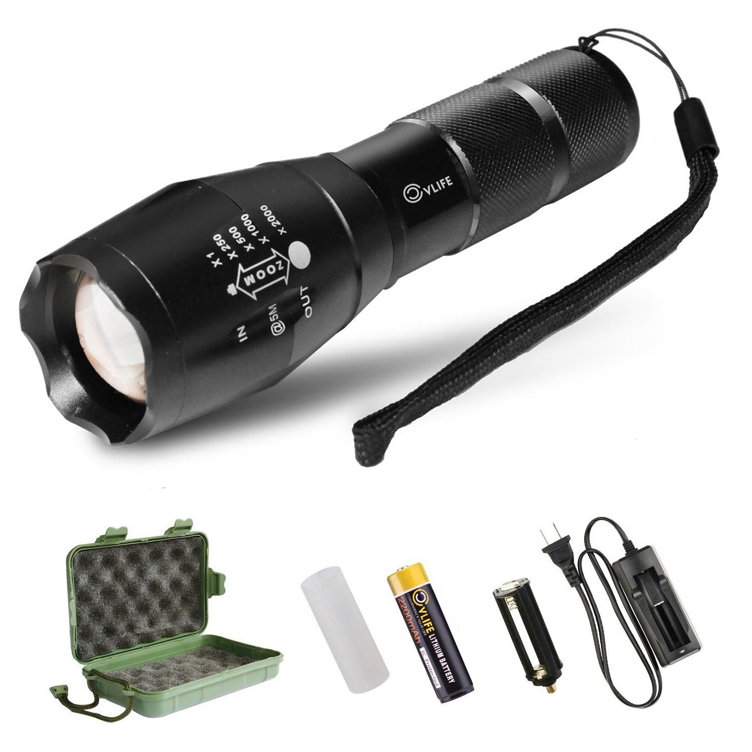CVLIFE Tactical Flashlight Rechargeable XML T6 LED Torch Light With 18650 Battery & Charger