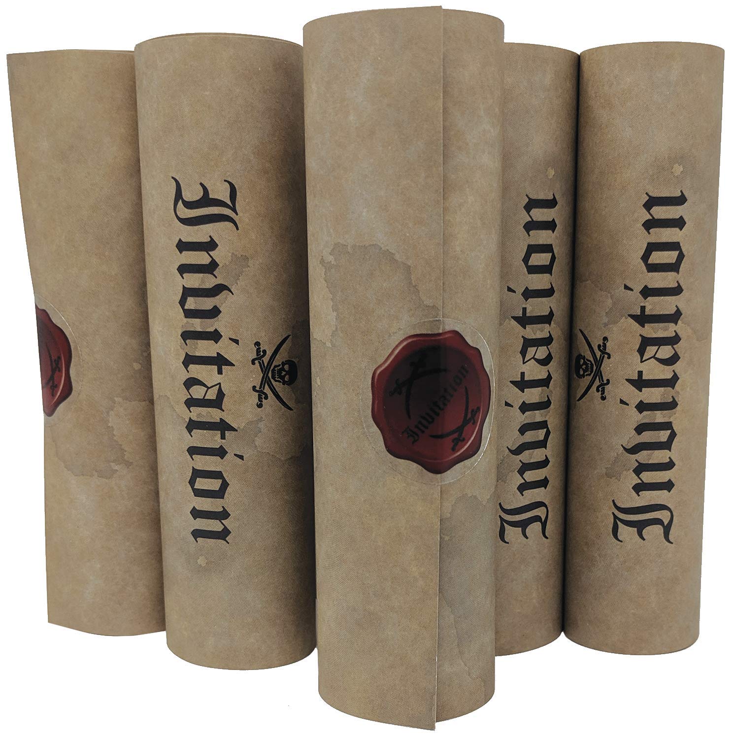 the lazy panda card company 20 Pirate Birthday Invitations for Children Boys and Girls Unique Roll up Like Real Pirate Scrolls