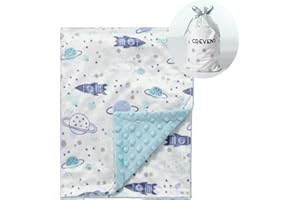 CREVENT Minky Baby Blanket for Girls Boys, Soft Plush Receiving Blanket for Newborns - 30x40 Inches (Space)