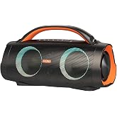 DOSS Extreme Boom Pro 100W Loud Outdoor Speaker, IPX6 Waterproof for Beach | 2+2 Channel, 20H Playtime, Dynamic LED Lights, Enhanced Bass, Power Bank, Bluetooth 5.3, Orange, Pool &amp; Worksite Use