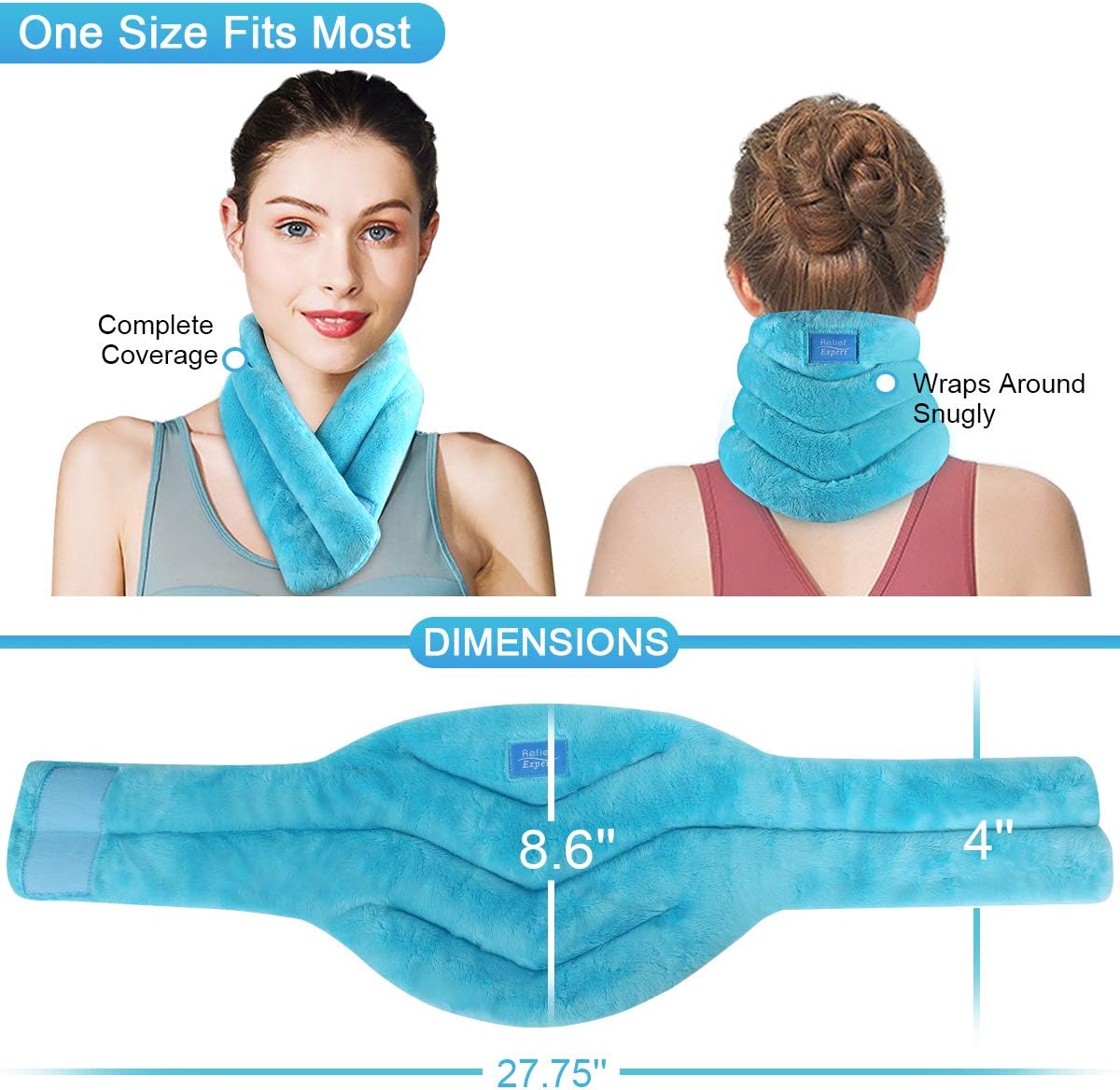 Relief Expert Hands-Free Neck Heating Pad Microwavable Heated Neck Wrap for Pain Relief, Microwave Neck Warmer for Hot Cold Therapy: Health & Personal Care