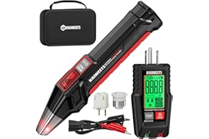 KAIWEETS Circuit Breaker Finder with LCD Display, GFCI Outlet Tester, Electrical Circuit Tracer Tool with NCV Test & Flashlight, Includes Carrying Case and Adapters- KT301P