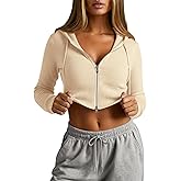 Oakgarden Women's Cropped Zip up Hoodies Long Sleeve Fitted Sweater Pullover Ribbed Knit Casual Trendy Fall Y2k Cardigans