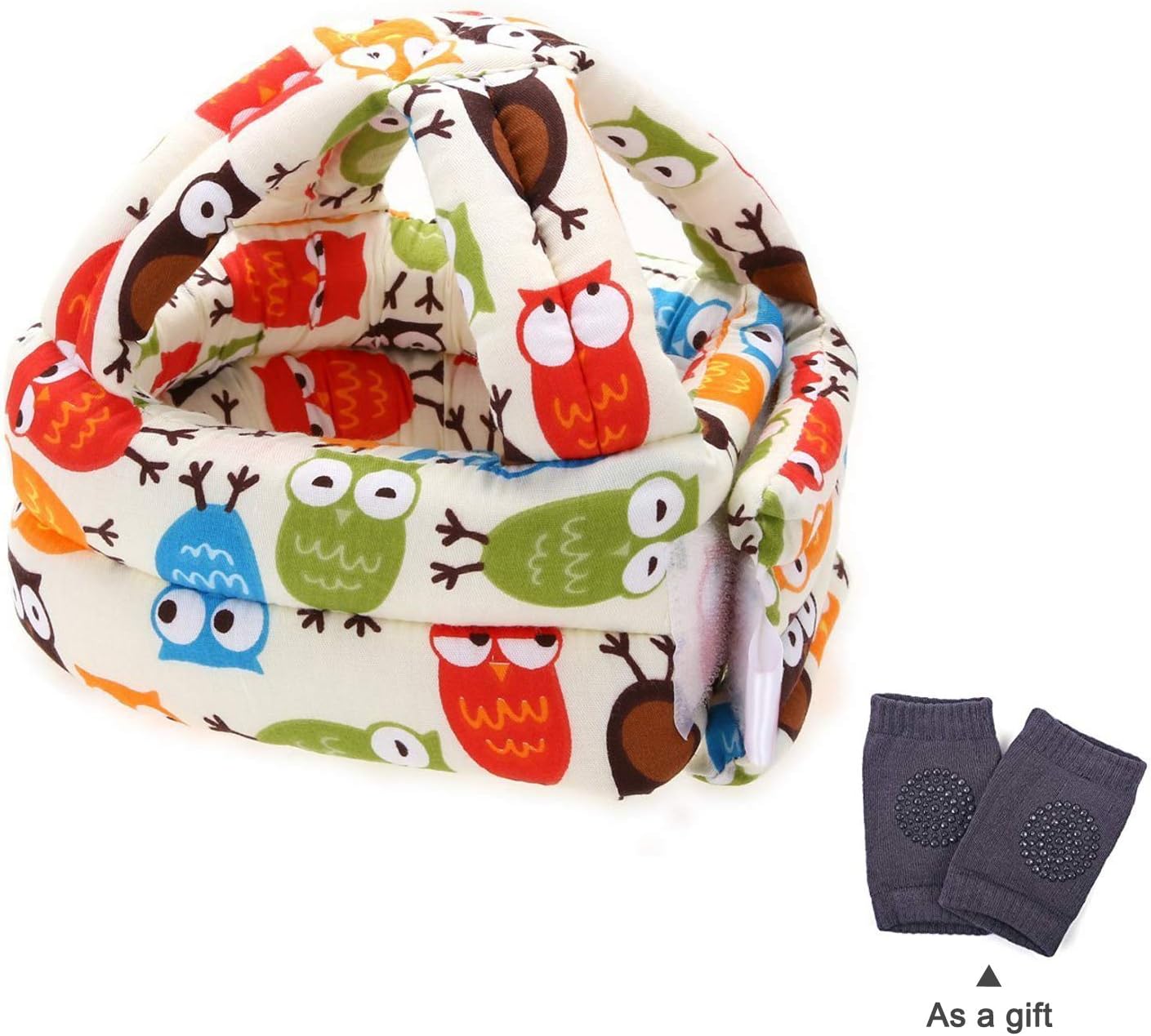 Infant Toddler Baby Safety Helmet, Anti-Collision Cotton Sponge Bonding Head Cushion Bonnet Infant Protective Safety Hat Gift for 6-60 Months Toddlers Children Kids Cute Owl
