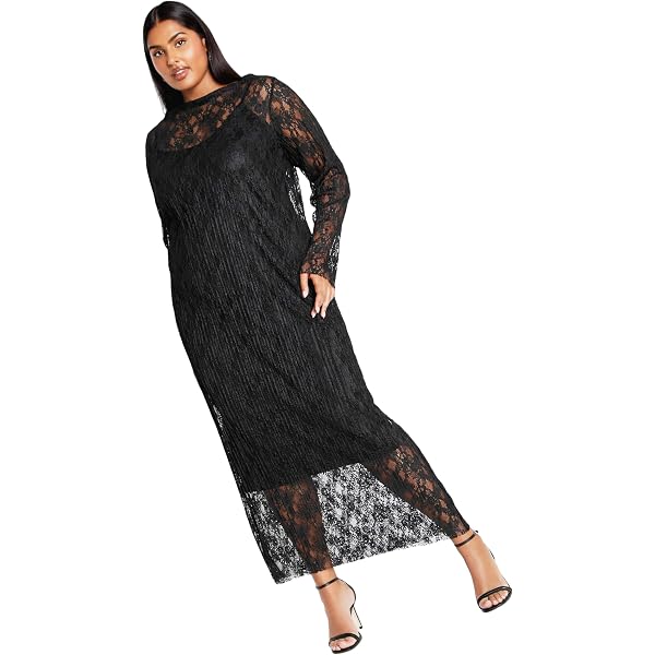 Vince Camuto Womens Lace Long Sleeve Maxi Dress Rich Black Large at Amazon  Women's Clothing store