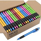 Sikao Pens Bulk, 60 Pack Gripped Slimster Ballpoint Pens Black Ink 1.0mm Medium Point Smooth Writing, Click Pens with Comfort Grip for Teachers, Students, Restaurant Servers, School & Office Use
