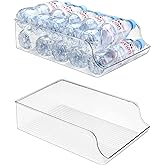 Puricon 2 Pack 16.9 oz Water Bottle Dispenser Organizer for Refrigerator Plastic Container Storage Bin for Fridge Freezer Pantry Kitchen