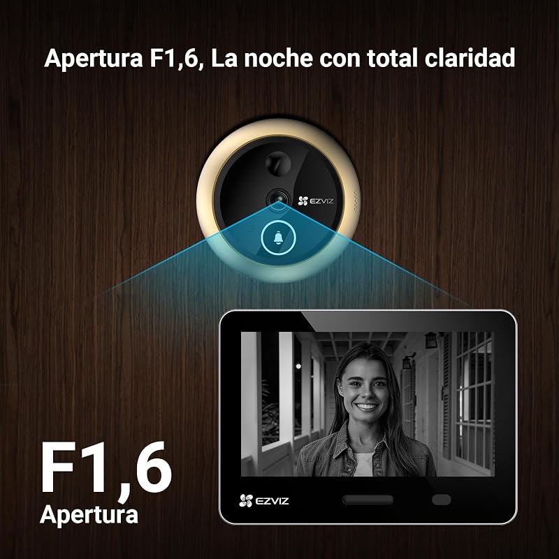 EP4 4K WiFi Digital Peephole para porta, ecrã tátil a cores de 5,5", campainha de vídeo sem fios, reconhecimento facial por IA, 7100 mAh, deteção PIR, áudio bidirecional, privacidade protegida, ouro