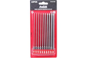 Protorq TORX Tamper Resistant Bits, Security TORX Bits (T7-T40), Security Star Bits, 150mm, 10 -Pieces, High Grade S2 Steel