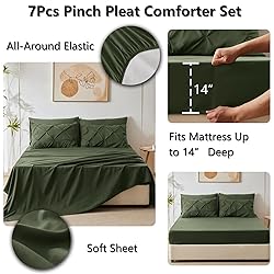 CozyLux Olive Green Comforter Set King - 7 Pieces