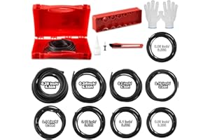 Nuanchu Buna-N O Ring Splicing Kit Standard Rubber O Rings Assortment 70a Durometer with 10 Pcs Various Sizes Rubber Strips Strip Knife Glue Clamp Gloves for Automotive Faucet Hydraulics Scuba(Red)