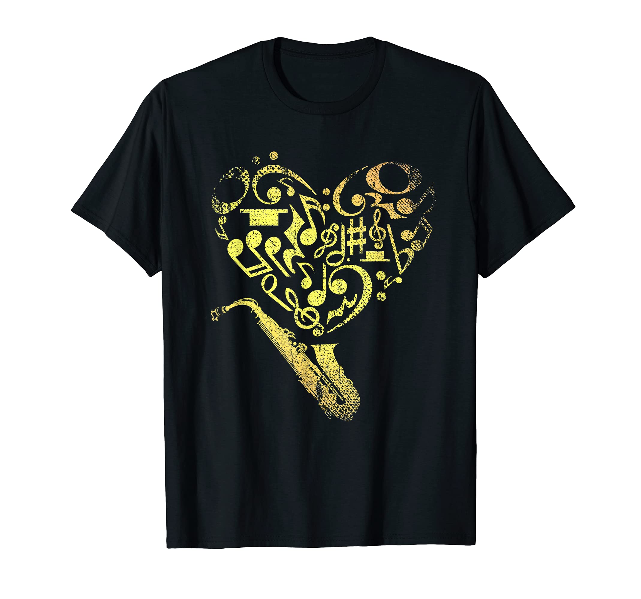 Music Notes Saxophonist Jazz Musician Sax Heart Saxophone T-Shirt