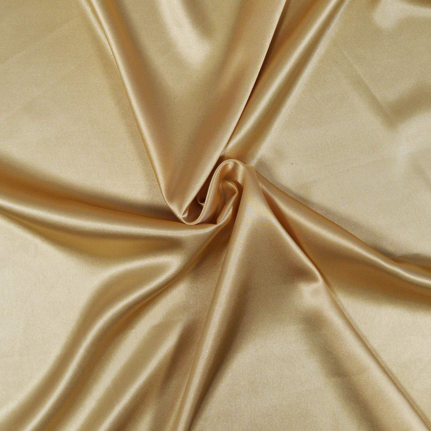 designers-factory Satin fabric coupon - Coupon of 3 meters of fluid polyester/elastane satin fabric - Excellent quality - Fabric for dress, skirt or tunic (Gold) — image 1