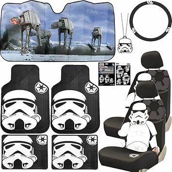 20pc Star Wars Stormtrooper Seat Covers Floor Mats Steering Decal Boba Sunshade Amazon Ca Automotive