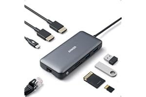 Anker Laptop Docking Station Dual Monitor, 8-in-1 USB C Hub, 4K Dual Monitor with 2 HDMI, 1 Gbps Ethernet Hub, 85W Power Deli