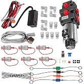 24 GPM Hydraulic Multiplier Diverter Selector Solenoid Valve, 6 Port, 3625 Max PSI, 12VDC, with Switch, Extension Harness, Ag Coupler Adapters For Most Tractors, Up To 3 Additional Functions