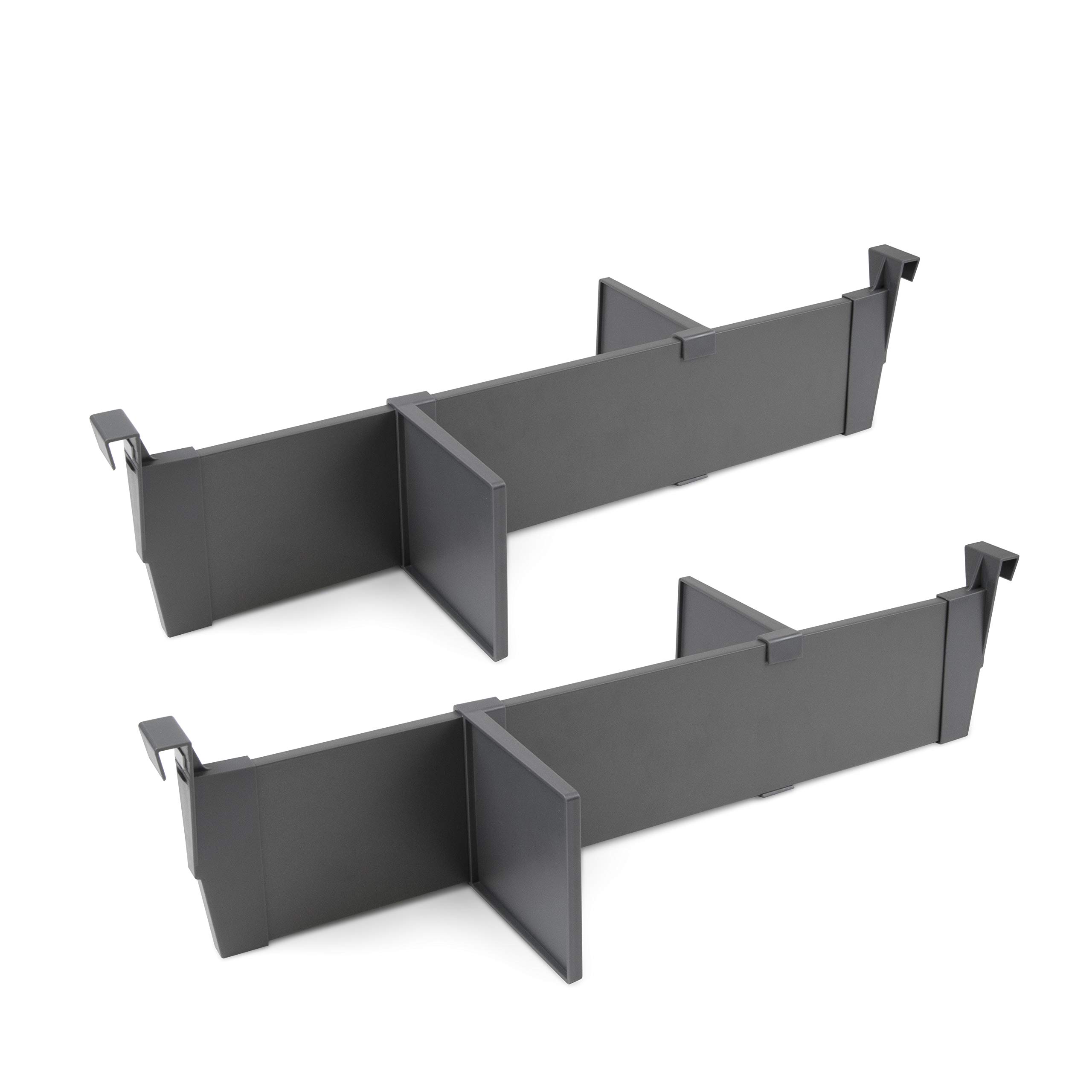 Emuca - Adjustable Drawer Organiser kit, Accessories Drawer dividers 600mm (23,6 inch), Aluminium, Anthracite Grey.