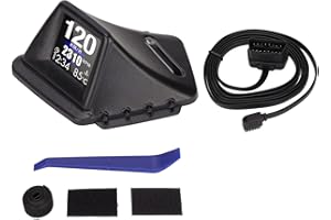 BAFOVY Car HUD Display, Black Multifunction OBD GPS HUD Gauge with Speed and Voltage Alarm for All Vehicles