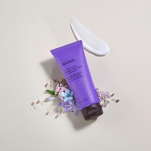 AHAVA DEAD SEA WATER MINERAL HAND CREAM, SPRING BLOSSOM – HAND MOISTURIZER FOR DRY CRACKED HANDS, LIGHT & FAST ABSORBING, ENRICHED WITH EXLUSIVE OSMOTER, WITCH HAZEL & ALLANTOIN, 3.4 FL.OZ