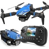 Drone with Camera for Adults LCD Screen on Controller, Foldable RC Mini FPV Drones for Beginner, Quadcopter with Brushless Motor Obstacle Avoidance, Support 32G SD Card Under 250 Grams
