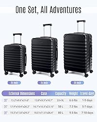 LIGHT FLIGHT Luggage Sets, 3 Piece Durable Suitcase