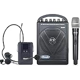 Hisonic HS120B Rechargeable & Portable PA (Public Address) System with Built-in UHF Wireless Microphone (1 Handheld +1 Belt-Pack)