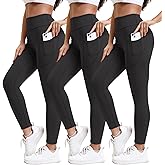 HiBwoBwo High Waisted Leggings for Women Tummy Control Soft Butt Lifting Capri Yoga Pants with Pockets Workout Leggings