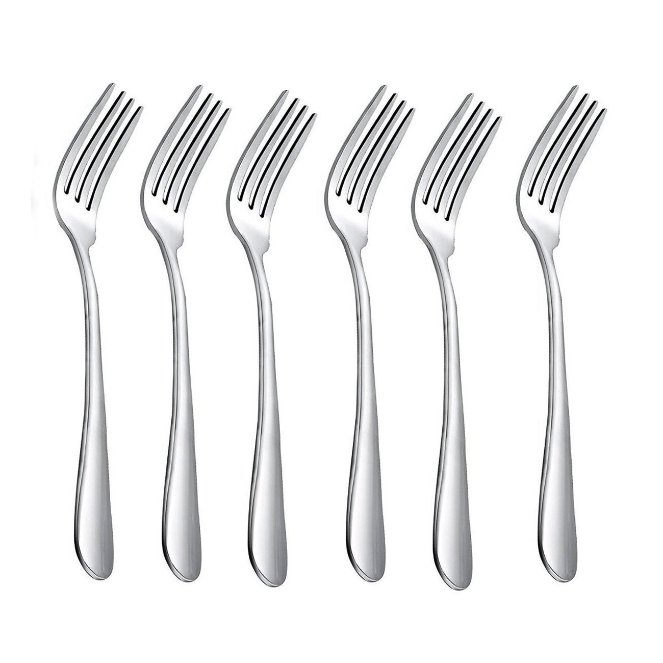 HornTide 6-Piece Dinner Forks Set 4 Tines Table Fork Cutlery Flatware Stainless Steel Mirror Polishing 7-Inch 18cm