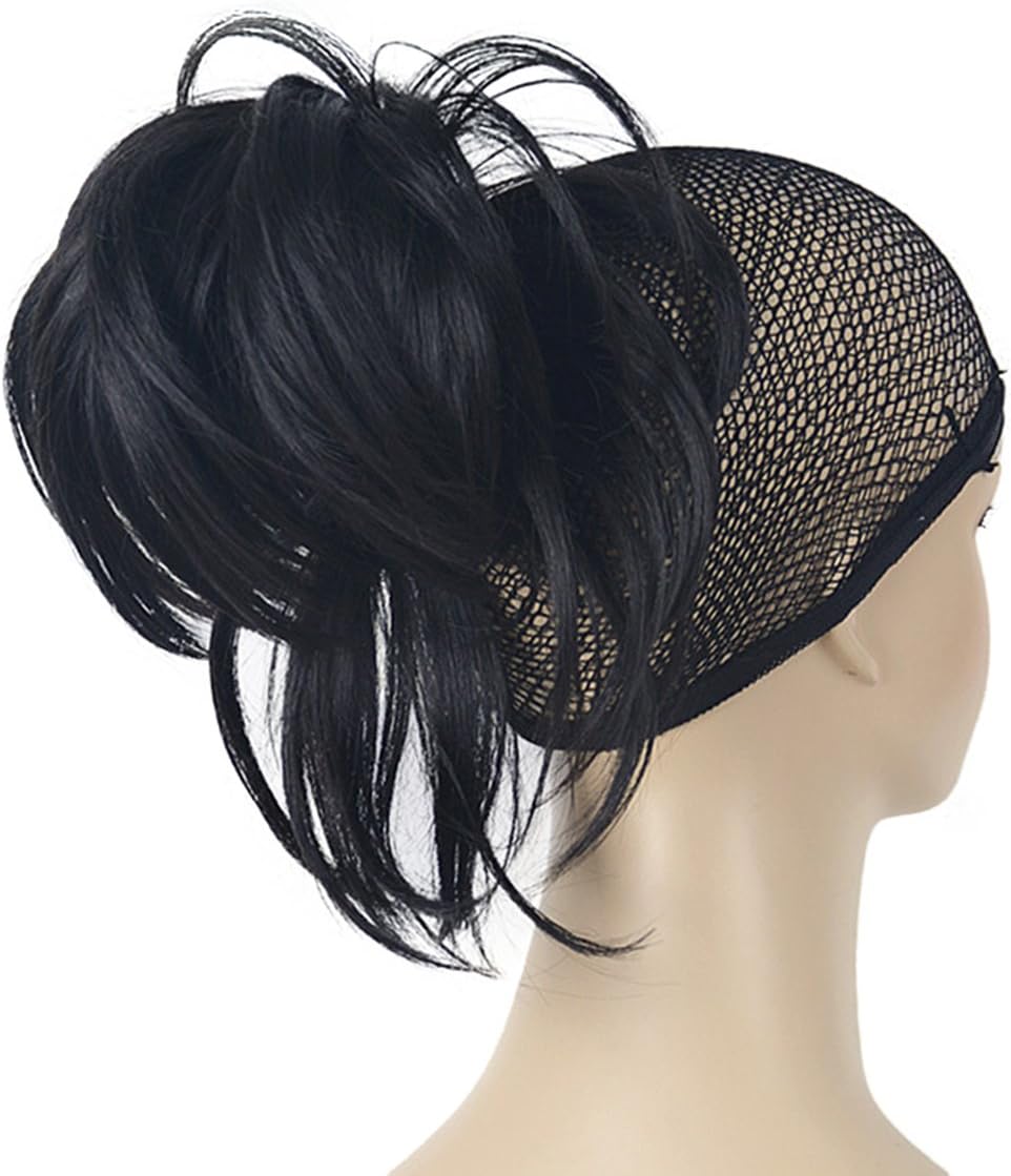 Lydell Adjustable Messy Style Ponytail Hair Extension Synthetic Hair-Piece with Jaw Claw (Natural Black), #2 Natural Black