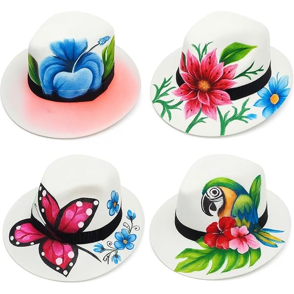 Hand Painted Mexican Art Straw Hat - Unique Designs, Made in  display picture 1