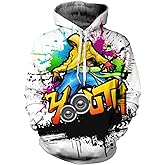 Hwycomfort Men's 3d Printed Novelty Hoodie Hip Hop Hoodies Street Graffiti Sweatshirt Casual Pockets Pullover