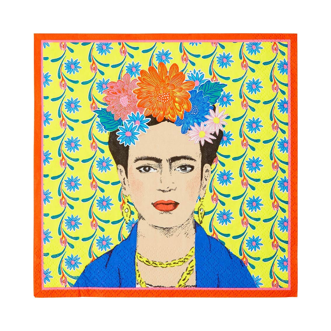 Talking Tables 20 Pack Yellow Frida Kahlo Paper Napkins | Disposable Serviettes, Tableware for Indoor or Outdoor Dining,33cm x 33cm, NAPKINFRIDAYEL