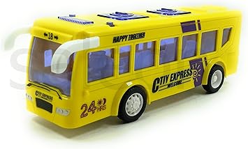 SaleOn Friction Powered School Bus Toy for Kids Super 3D Lights and Music (Assorted Colors)-1109