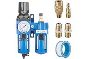 NANPU 3/8" NPT Compressed Air Filter Regulator Lubricator Combo, Water/Oil Trap Separator - Gauge(0-150 psi), Poly Bowl, Manual Drain, Bracket - AC3010-03M