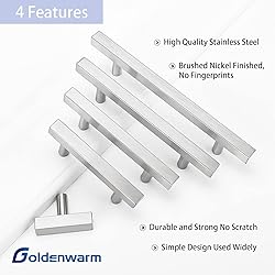 goldenwarm 25Pack Drawer Pulls Brushed Nickel