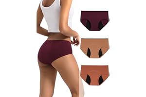 INNERSY Women's Cotton Period Underwear Heavy Flow Leakproof Panties Menstrual Hipster 3-Pack