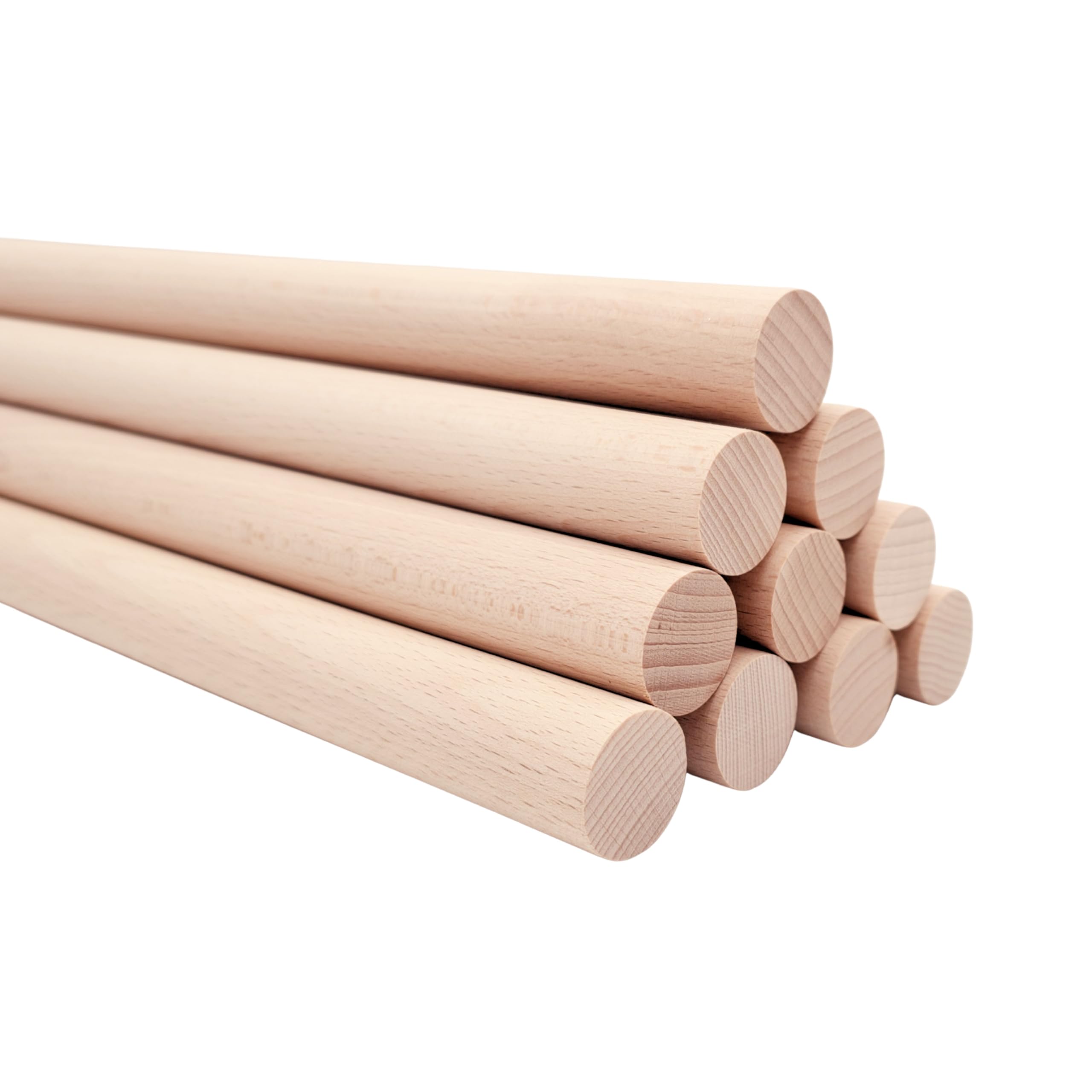 JOWE 10 pcs Wooden Dowels in Beech 12mm, Length 100 cm | Round rods in Beech Wood 12 mm Made in Austria — image 1