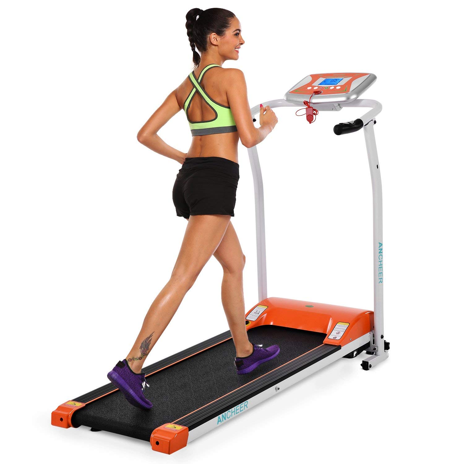 Ancheer Folding Electric Treadmill Easy Assembly Motorized Running Machine With Rolling Wheels
