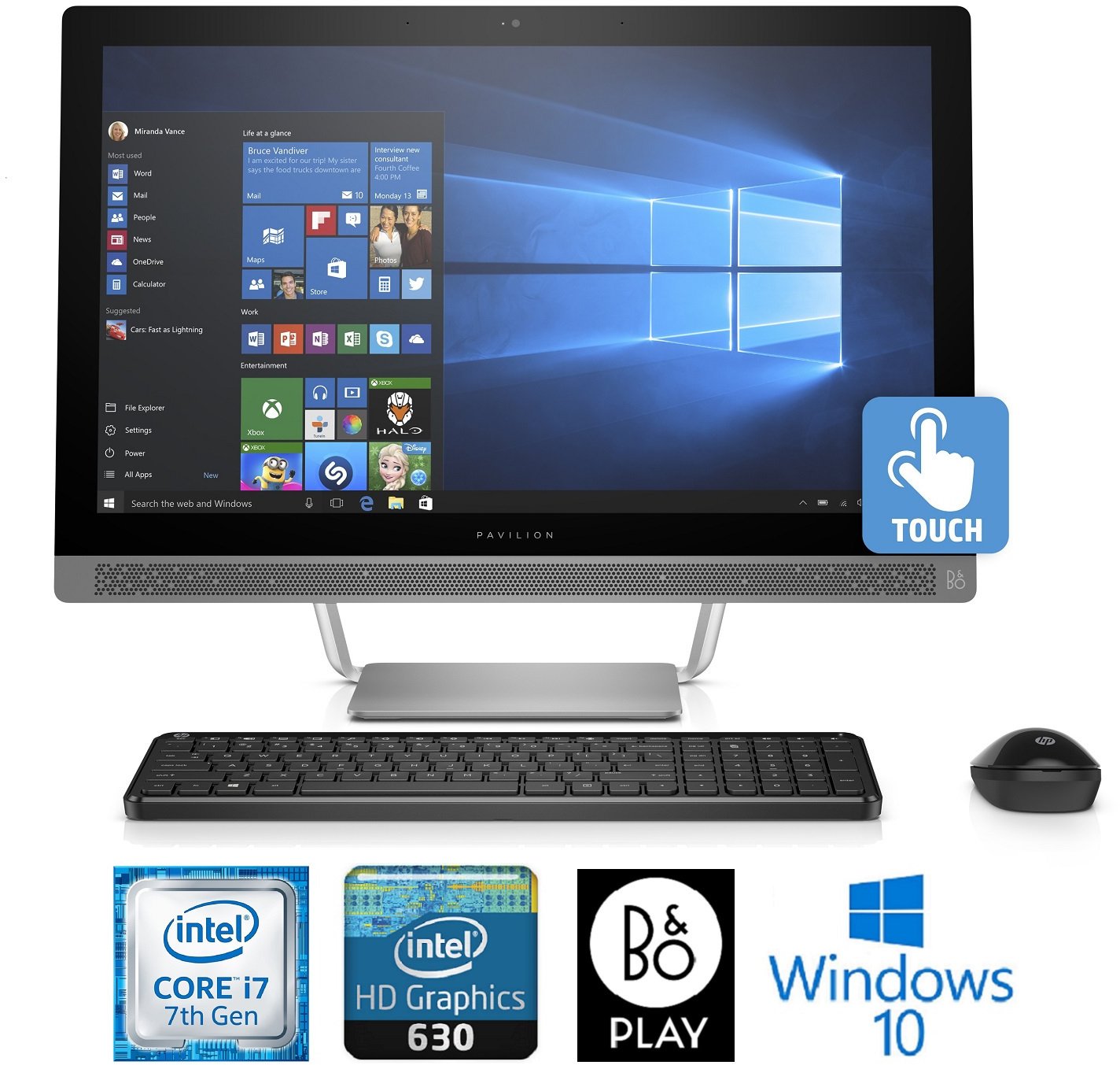 HP Pavilion 24-b250 Core i7-7700T 12GB 23.8” Full HD Touch-Screen All-in-One PC (Renewed)