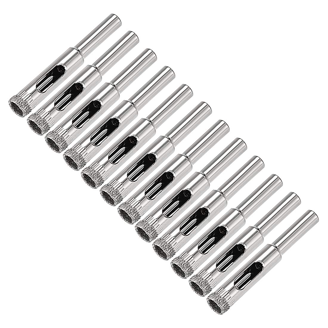 Sourcingmap 12pcs 8mm Diamond Drill Bit Hole Saw for Tile Glass Marble Fiberglass Ceramic Tool Silver Tone