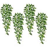 Whonline Fake Plants Hanging 4pcs Artificial Vines Fake Pothos 3.6FT for Living Room Indoor Outdoor Decor (No Baskets)