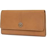 Timberland Women's Leather RFID Flap Wallet Clutch Organizer, Wheat (Nubuck), One Size