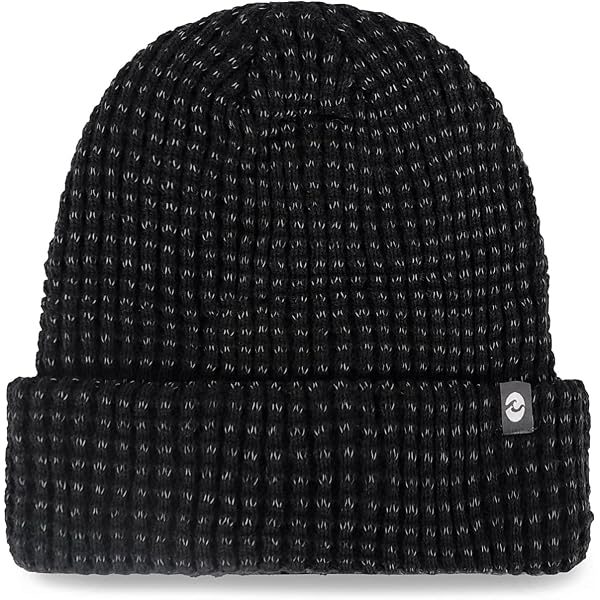 Funky Junque Men's Waffle Knit Beanie - Stretch Acrylic Slouchy Winter Hat (Black, One Size) - View #12