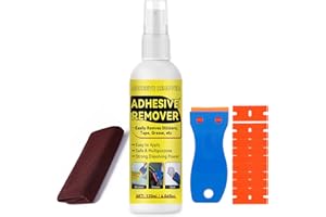 Nexkayee Adhesive Remover, Multipurpose Sticker and Label Cleaner, Surface-Safe Glue Remover with Plastic Scraper, Quickly Removes Decals, Tape Residue, Gum, Tar and Grease, 4.06 fl oz