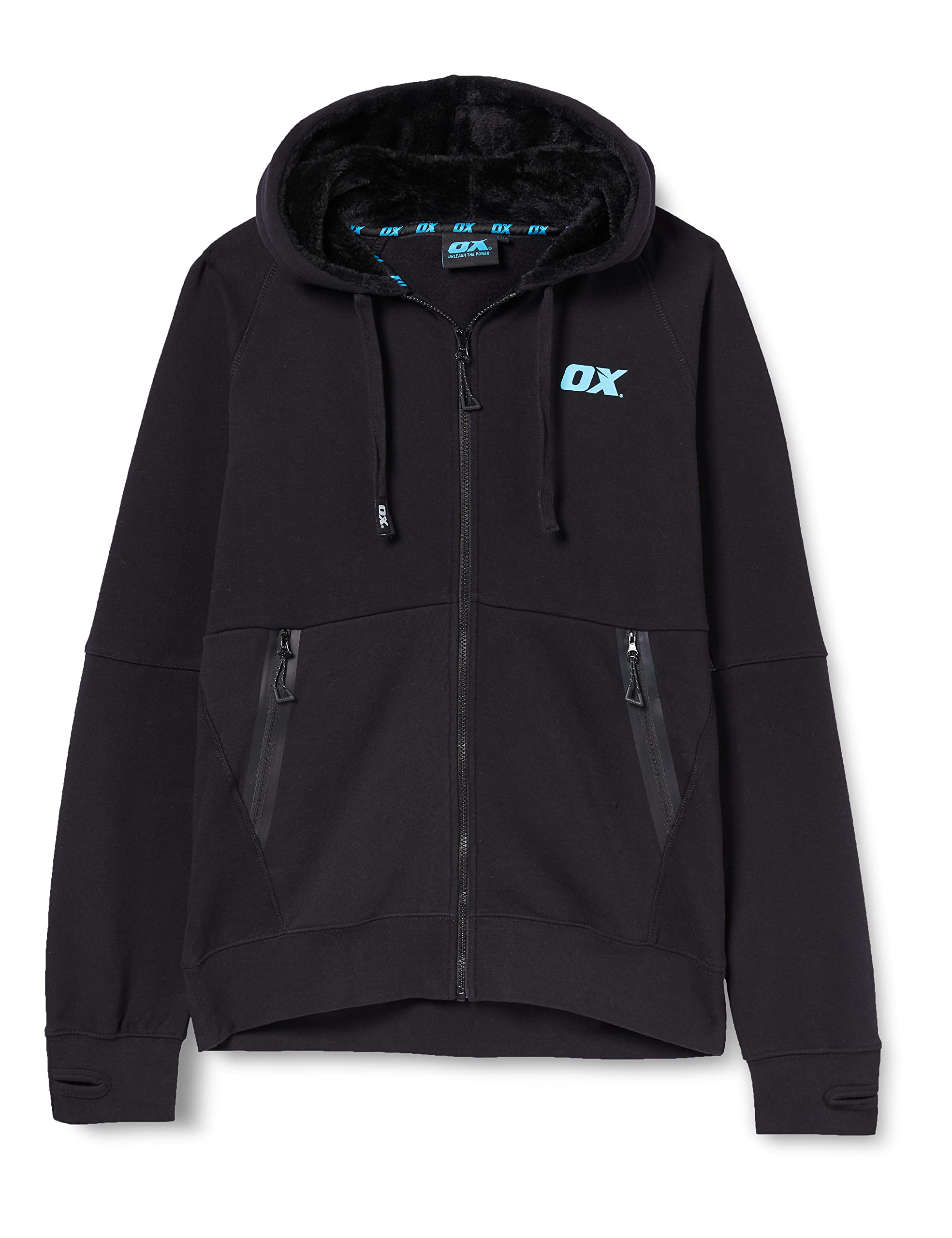 OX Zip Through Hoodie - Black/Grey - M